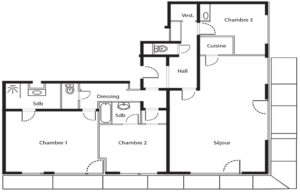 Plan 02 d'un appartement du domaine Parmentier